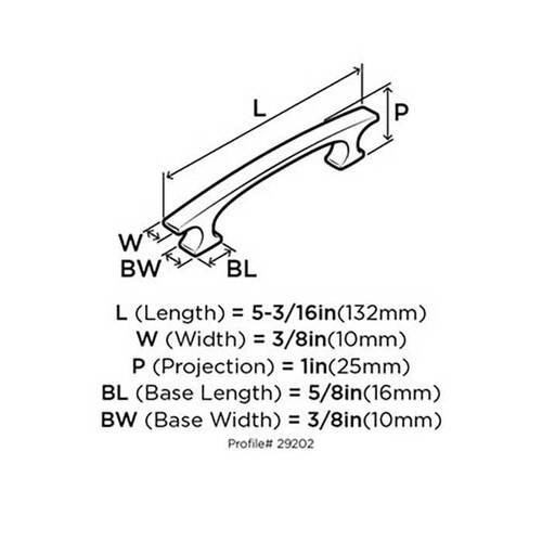 3-3/4" (96 mm) Center to Center Conrad Cabinet Pull Oil Rubbed Bronze Finish