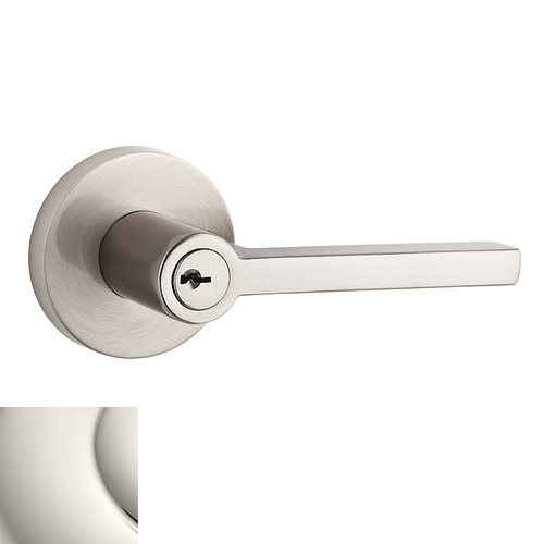 Entry Square Lever and Contemporary Round Rose with 6AL Latch and Dual Strike Lifetime Bright Nickel Finish - 141 Finish Replaced by 055 *