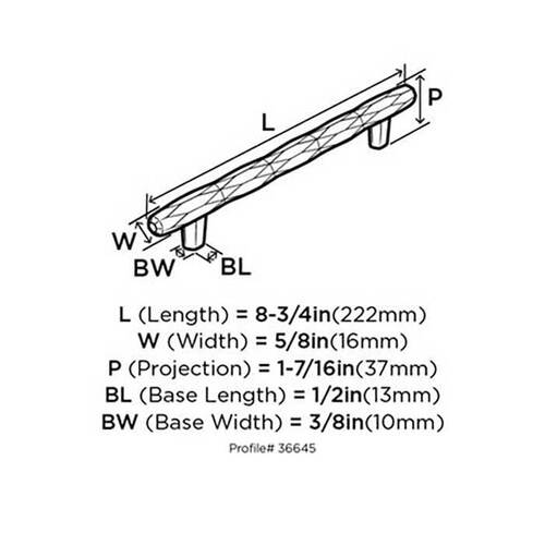 6-5/16" (160 mm) Center to Center St. Vincent Cabinet Pull Bright Nickel Finish