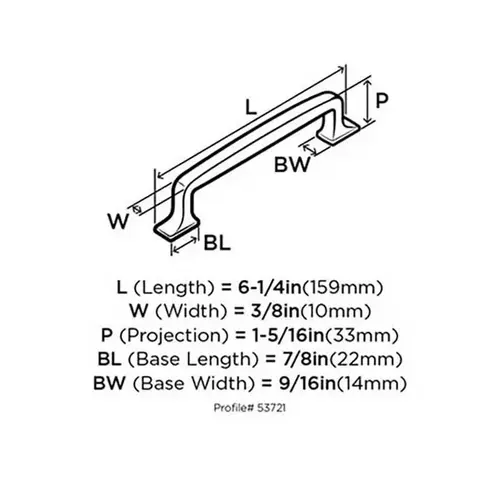 5-1/16" (128 mm) Center to Center Westerly Cabinet Pull Graphite Finish