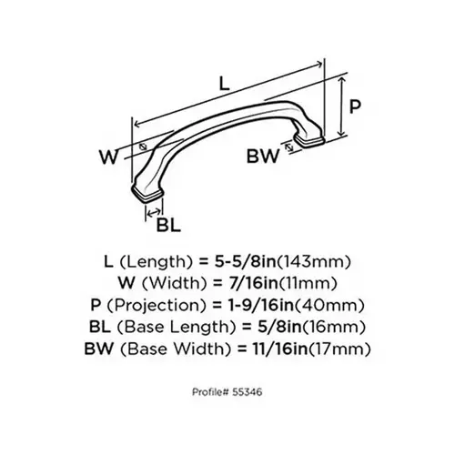 5-1/16" (128 mm) Center to Center Revitalize Cabinet Pull Oil Rubbed Bronze Finish