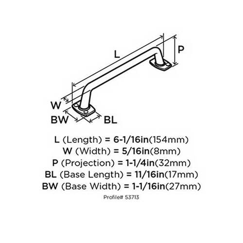 5-1/16" (128 mm) Center to Center Rochdale Cabinet Pull Satin Nickel Finish