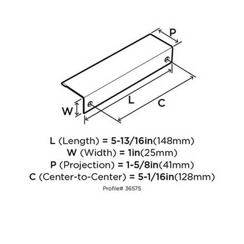 5-1/16" (128 mm) Center to Center Edge Pull Satin Nickel Finish