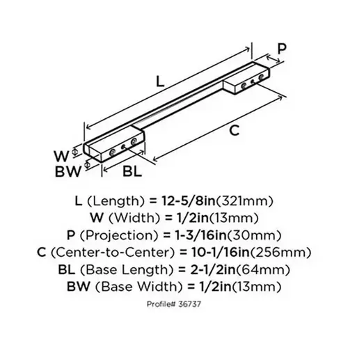 Separa 10-1/16 in (256 mm) Center-to-Center Polished Chrome Cabinet Pull