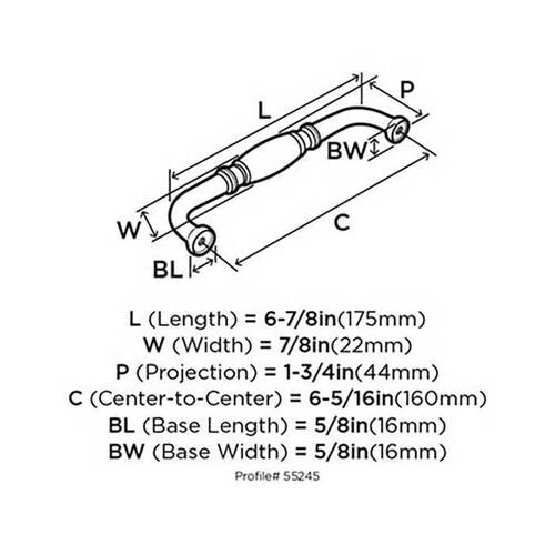 Cabinet Barrel Pull For Kitchen And Bathroom Hardware 6 5/16" Center to Center Satin Nickel