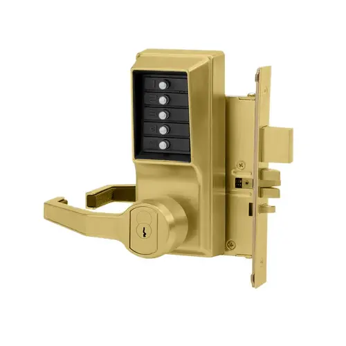 Mortise Combination Lever Lock Key Override Passage Lockout with Deadbolt Schlage FSIC Prep Less Core Bright Brass