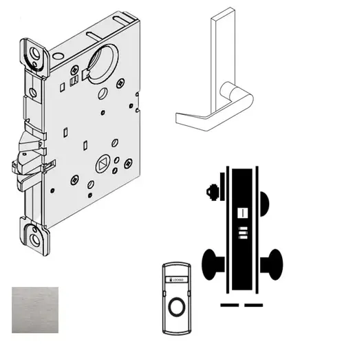 Entry / Office Mortise Lock Less Cylinder with 06 Lever and N Escutcheon Satin Chrome Finish