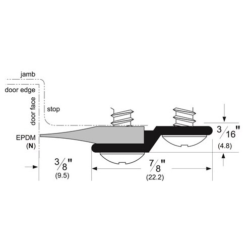 96" Split Astragal with EPDM Insert Clear Anodized Aluminum