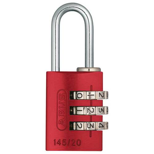 1-7/32 In. Resettable Combination Aluminum Padlock, 13/64 In. Diameter x 35/64 In. Clearance Shackle, Red