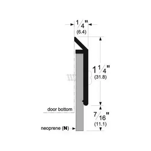 36" Door Bottom Sweep with 7/16" Neoprene Mill Finish Extruded Bronze Finish