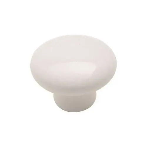 Cabinet Knob Allison Round 1-1/4" D 15/16" Flat White Flat