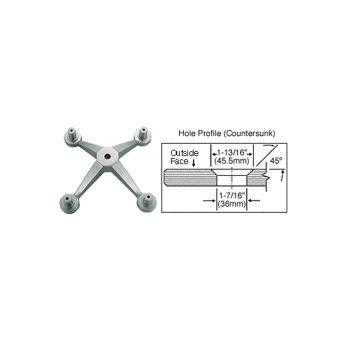 Brushed Stainless 4-Way Heavy Duty Post Mounted Spider Fitting