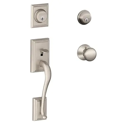 F62 Addison Double Cylinder Handleset with Plymouth Entrance Knob