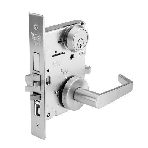 Storeroom Heavy Duty Grade 1 Mortise Lock with LR Lever and B Rose with Less Cylinder Satin Chrome Finish
