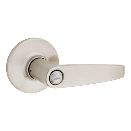 Safelock SL4000-WI-15 Winston Lever Round Rose Push Button Privacy Lock with RCAL Latch and RCS Strike Satin Nickel Finish