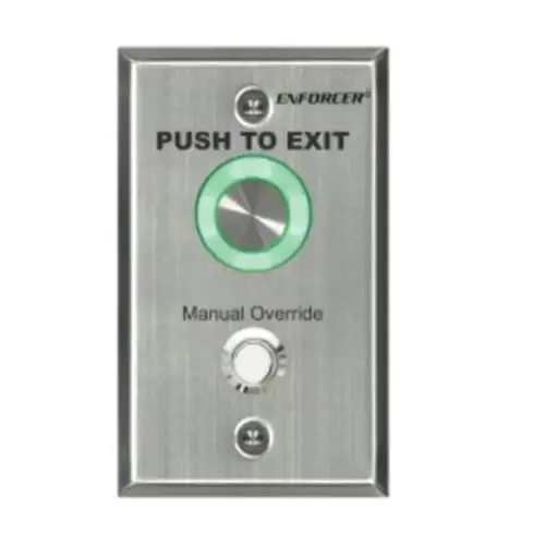 Piezoelectric Push Button Vandal Resistant Single-gang Plate w/ Mechanical Override Button