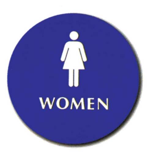 12" Circle Women Brailed Sign - Blue