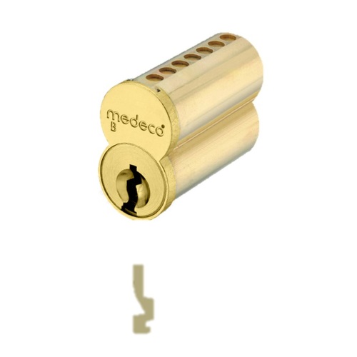 7 Pin Uncombinated Small Format Interchangeable Core with R Keyway and Clip Retainer Satin Brass Finish