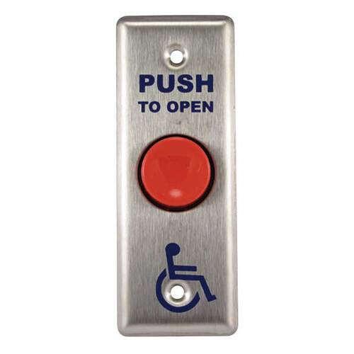 Economy Push Button, Stainless Steel Faceplate, Narrow Jamb, Wheelchair/PUSH TO OPEN