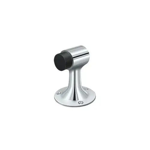 3" Height Floor Mount Door Stop With Rubber Bumper Polished Chrome