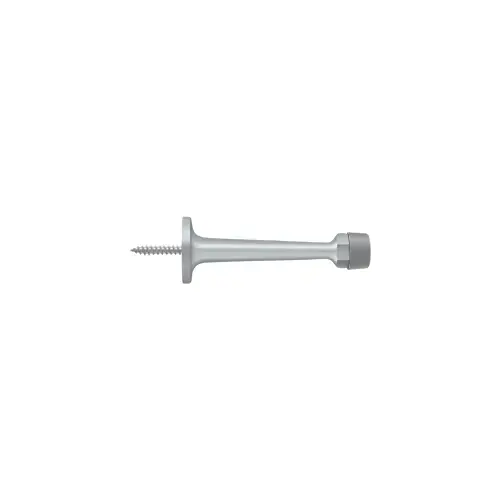 3-1/4" Baseboard Door Bumper, Solid Brass in Brushed Chrome