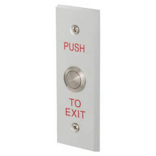 Metal Button; 'Push to Exit'; SPDT Switch; Narrow Plate Satin Nickel Finish