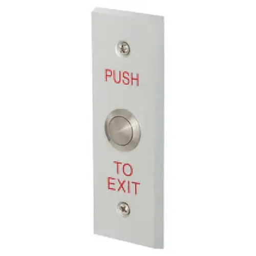 Locknetics MPB-100-N Metal Button; 'Push to Exit'; SPDT Switch; Narrow Plate Satin Nickel Finish