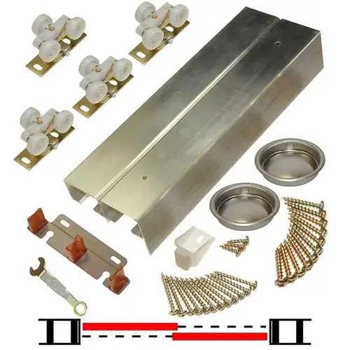 96" Heavy Duty Bypass Hardware Set 4/Door