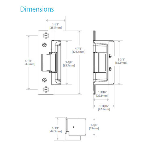 7000 Series Electric Strike Body Only, Satin Stainless Steel