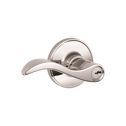 J54F Seville Keyed Entry Lever Lock, Bright Polished Chrome