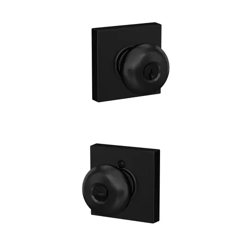 F51A Plymouth Keyed Entry Knob Lock with Collins Trim Matte Black