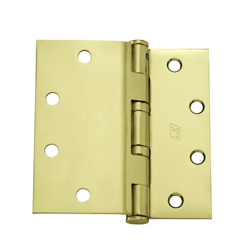 Half Surface Hinge, 5-Knuckle, Standard Weight, 4-1/2", Bright Brass