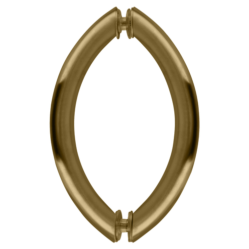 Satin Brass 6" Crescent Style Back-to-Back Pull Handles Without Metal Washers
