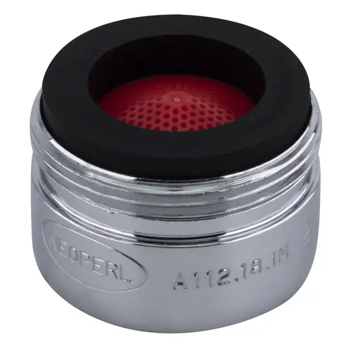 Perlator 2.2 GPM 13/16 in. - 27 Junior Male with Tightening Grooves Faucet Aerator, Chrome red/chrome