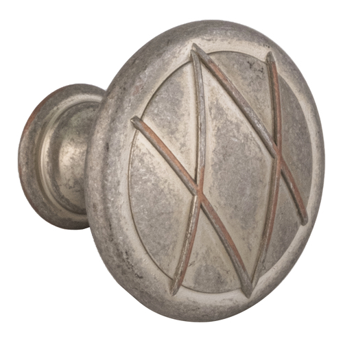 Lattice Traditional Round Cabinet Knob For Kitchen And Cabinet Hardware 1 3/8" Diameter Weathered Nickel Copper