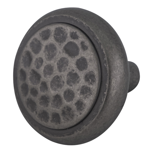 Round Hammered Head Kitchen Cabinet Knob 1-1/4" Diameter  Weathered Nickel - pack of 2