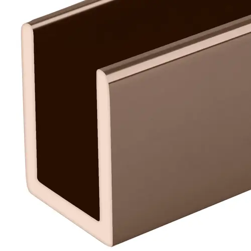 Polished Copper 3/8" Fixed Panel Shower Door Deep U-Channel - 95" Stock Length - pack of 25