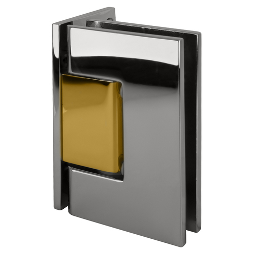 Chrome with Brass Accents Geneva 044 Series Wall Mount Offset Back Plate Hinge