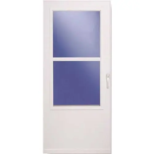LARSON 028832U Self-Storing Storm Door 81" H X 36" W Aluminum/Wood White Mid-View Reversible White