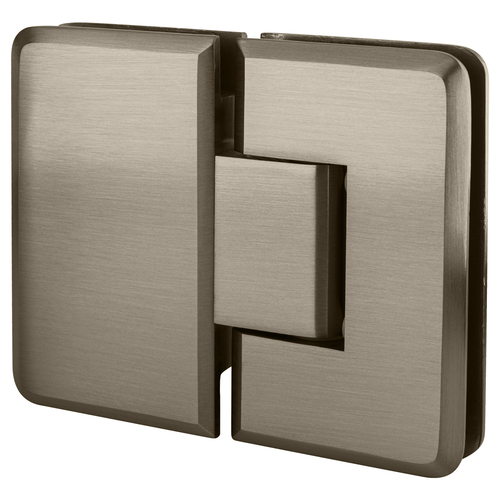 Brushed Nickel 180 degree Glass-to-Glass Positive Close Cologne Hinge