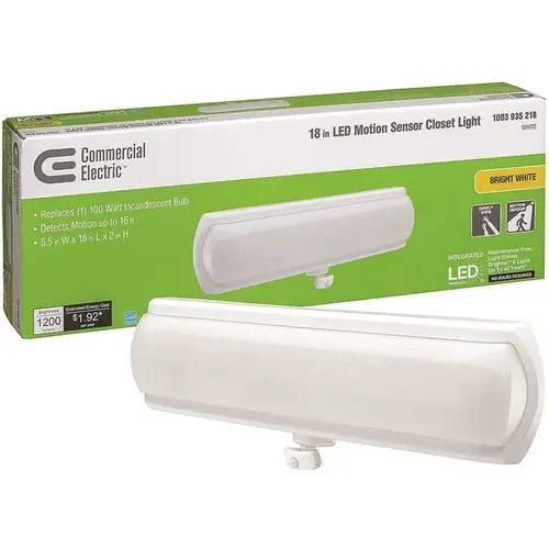 Commercial Electric 53602141 18 in. 270-Degree LED Flush Mount Closet Light with Adjustable Motion Sensor and Hold Times 1200 Lumens 4000K