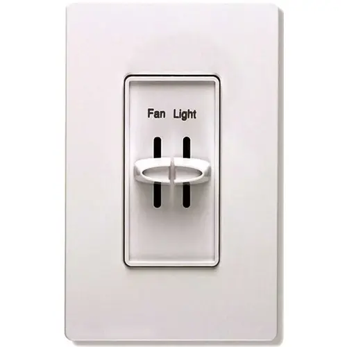 Lutron S2-LFSQ-WH Skylark 300-Watt 1.5 Amp Single Pole Dual Fan Control and Dimmer White