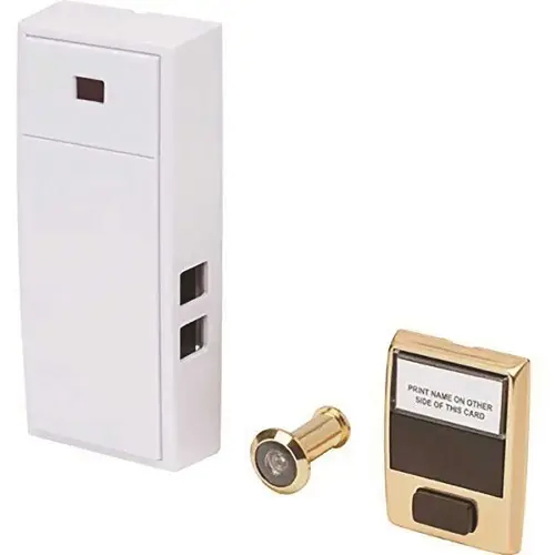 2-Note Mechanical Wireless Doorbell Chime and Doorbell Push Button with Separate Door Viewer White