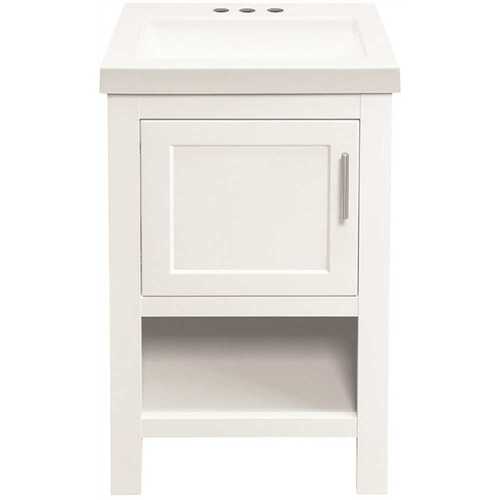 Glacier Bay PPSPAWHT18 Spa 18.5 in. W x 16.2 in. D x 33.8 in. H Freestanding Bath Vanity in White with White Cultured Marble Top