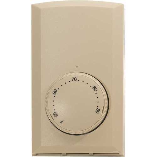 Cadet T521-A Single-pole 22 Amp Line Voltage 120/240/208-volt Mechanical Wall-mount Non-programmable Thermostat in Almond