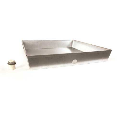 24 in. x 24 in. x 4 in. Galvinized Steel Water Heater Drain Pan with PVC Fitting Silver Metallic