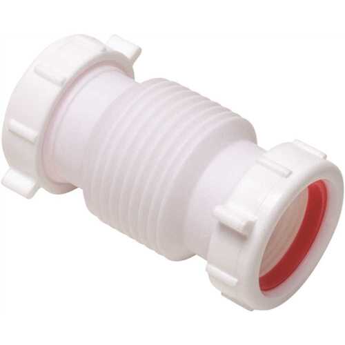 1-1/2 in. x 1-1/2 in. Form-N-Fit White Plastic Double Slip-Joint Coupling