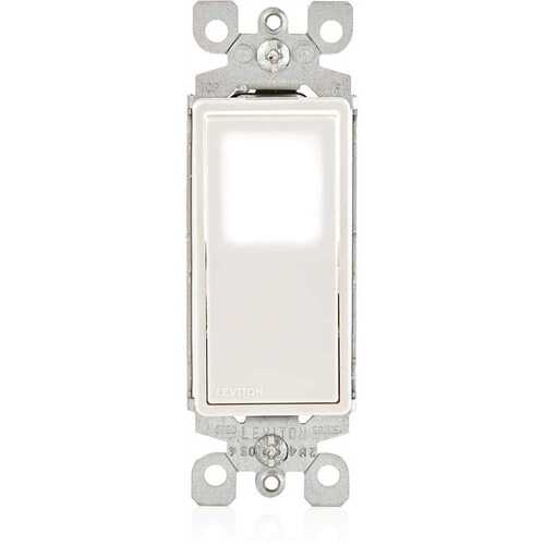 15 Amp 120-Volt/277-Volt Decora LED Illuminated Single-Pole Rocker AC Quiet Light Switch in White