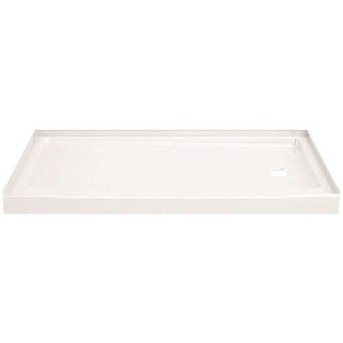 Delta B12135-6032R-WH Classic 500 60 in. L x 32 in. W Alcove Shower Pan Base with Right Drain in High Gloss White