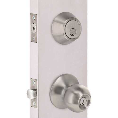 Shield Security B3SD1B Round Deadbolt and Entry Combo Pack 2-3/8" and 2-3/4" Backset Grade 3 Satin Chrome
